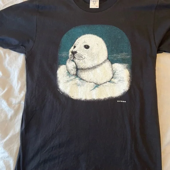 Michael Eastman Vintage 1992 Seal Graphic T-Shirt - Picture 6 of 8